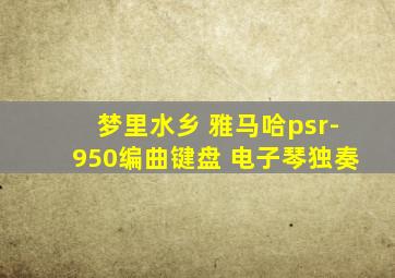 梦里水乡 雅马哈psr-950编曲键盘 电子琴独奏